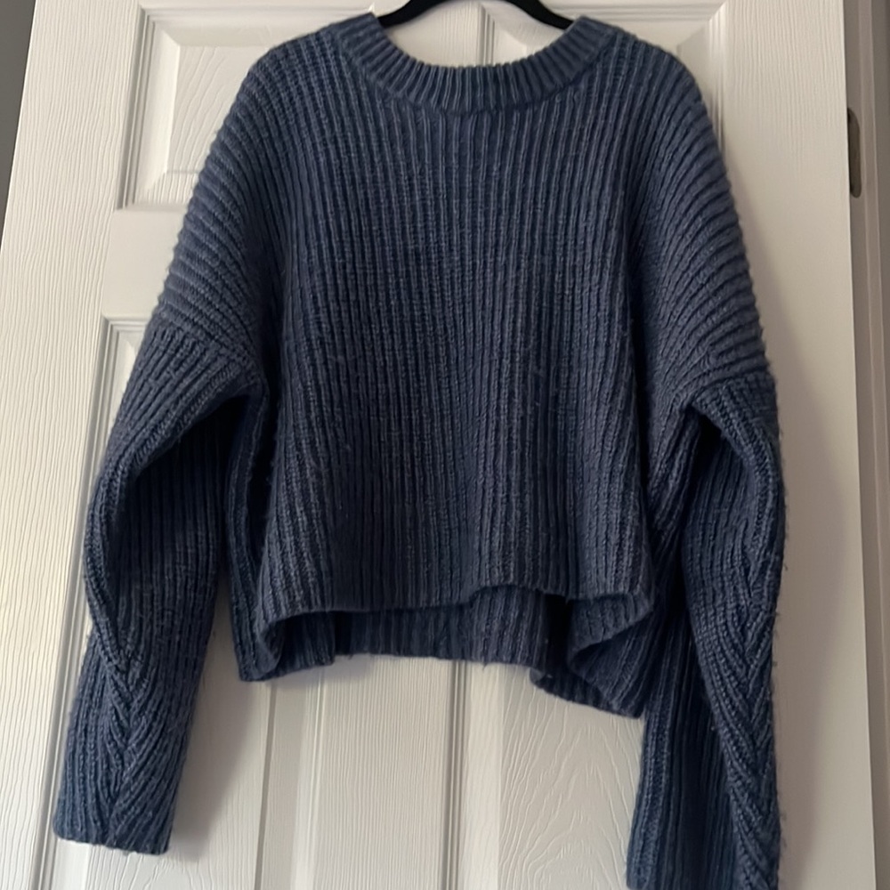Cozy & Chunky Blue Loose Fit Knit Sweater